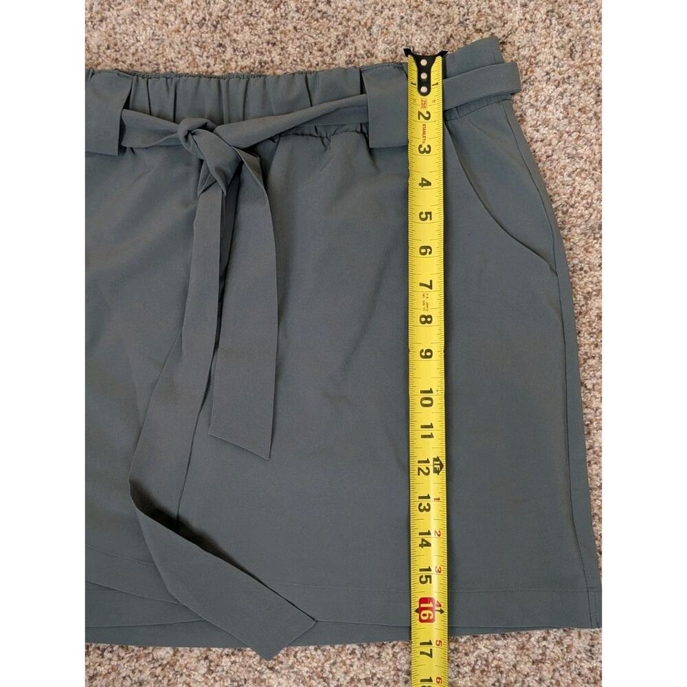 Athleta Skort Shorts Womens S Skyline Paper Bag Tie Elastic Waist Olive Green - Picture 8 of 9